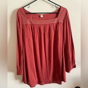 Old Navy Xl Tunic Top square neck embroidered NWT